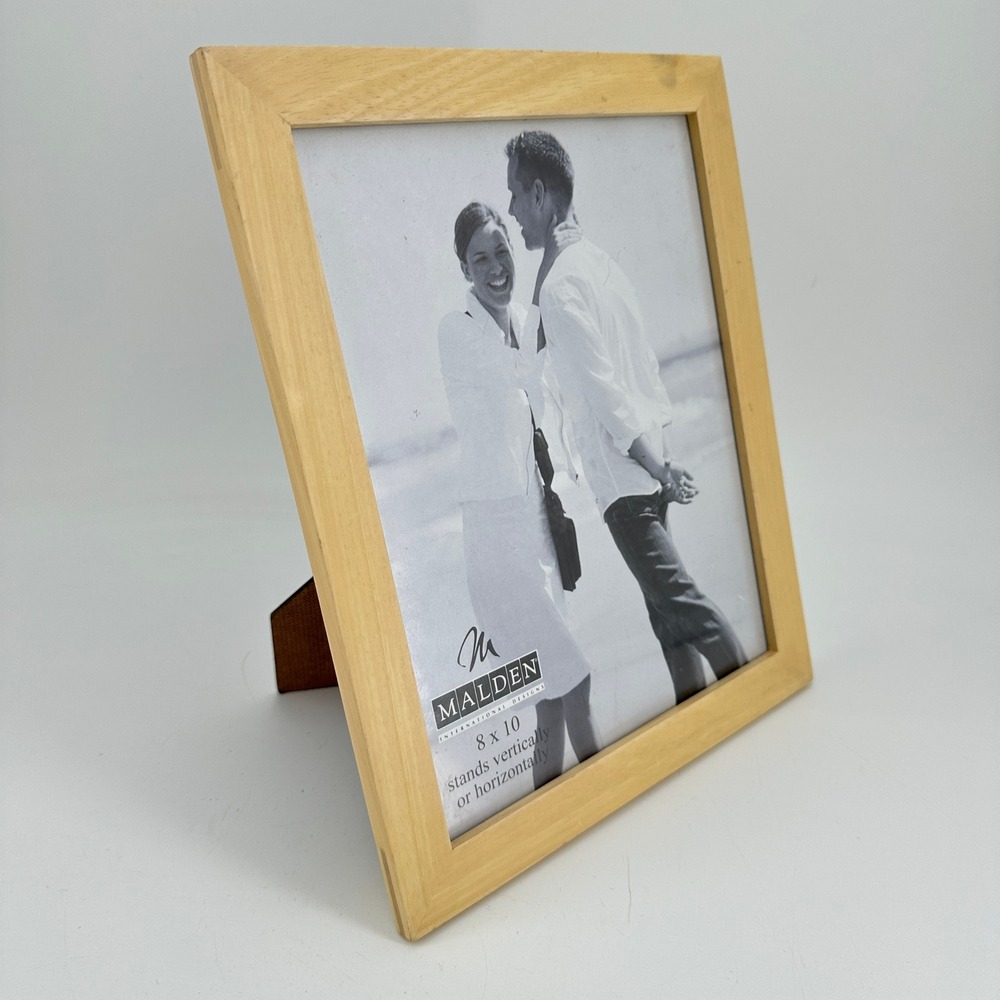 Malden International Designs 8x10 Natural Light Wood Picture Frame Easel Back